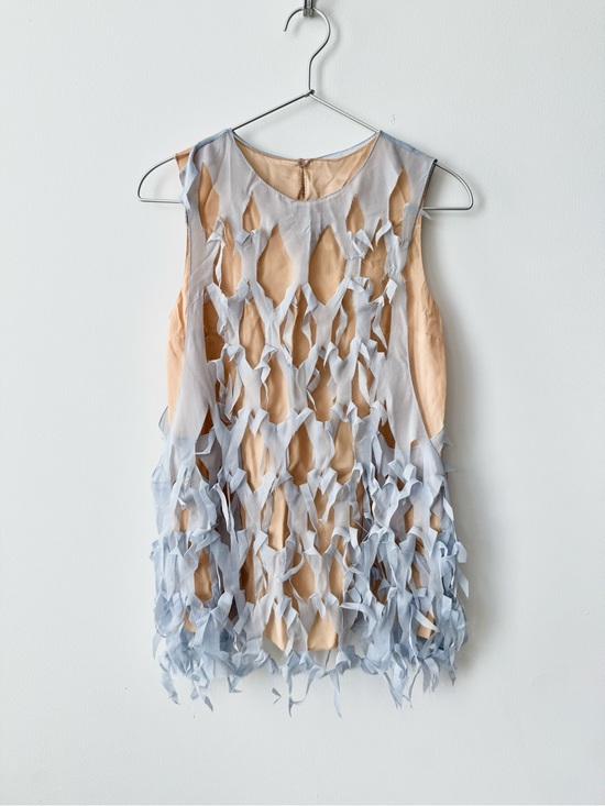 Maison Martin Margiela Tops - Maison Margiela Pale Blue Deconstructed Silk Top with Underlay - Size 40IT